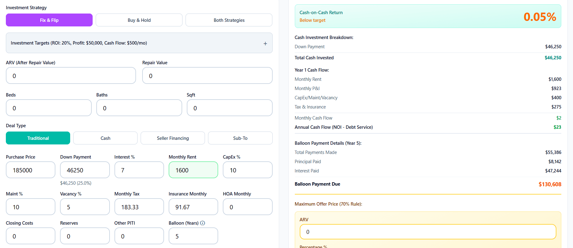 The Investor Deal Exchange Calculator
